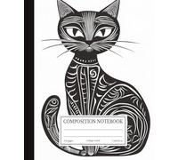 Composition Notebook College Ruled: Ornate Black Cat Zentangle Art | 7.5x9.25 in | 110 Pages | Decorative Line Art Design Journal for School, College & Work