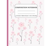Composition Notebook College Ruled Pink Cute Girly Vintage Flowers Design: Aesthetic Journal For School, College & Work