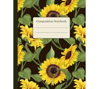 Composition Notebook College Ruled: Sunflower Vintage Botanical Illustration, Cute Aesthetic Journal for School, College, Office, Work, Wide Lined