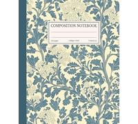 Composition Notebook College Ruled: Vintage Blue Botanical Pattern | Classic Floral Journal 7.5 x 9.25 in, 110 Pages, College Ruled Lines