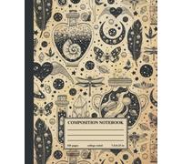 Composition Notebook College Ruled: Vintage Halloween Mystic Witchcraft Magic Pattern Aesthetic Preppy Notebook | Cute College Ruled Lined Paper ... For School, Office, And Work | Wide Lined