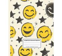 Composition Notebook College Ruled: Vintage Smiley Face & Star Pattern: Fun Retro Journal for School, Work & Everyday Notes