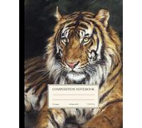Composition Notebook College Ruled: Vintage Tiger Illustration | Aesthetic Dark Wildlife Art Tiger Journal for School, College & Office | Wildlife Gift