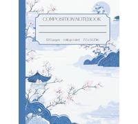 Composition Notebook College Ruled with Blue & White themed Elegant Illustration: College Ruled Student Notebook with Elegant Blue & White Rococo Aesthetic