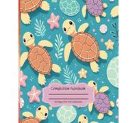 Composition Notebook: Colorful Pastel Abstract Sea Turtles on Light Blue Background - 7.5" X 9.25" 120 Pages Wide Ruled