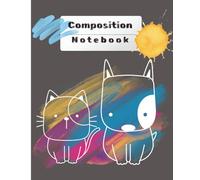 Composition Notebook: Cute Animals & Colorful Paint Art on Black Cover - 110 Lined Pages, 7.5" x 9.25"