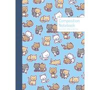 Composition Notebook - Cute Blue Kawaii Cats: College Ruled PLUS Dot Grid & Sketch Large 8.5 x 11 Inch Numbered Journal Pages