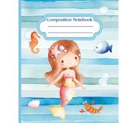 Composition Notebook: Cute Brown Haired Mermaid Under the Sea Illustration | 7.5" x 9.25” Wide Ruled Ocean Creatures Aesthetic Journal with 120 Pages for Girls, Teens and Adults | Seaside Collection