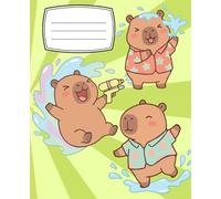 Composition Notebook: Cute Kawaii Capybara Summer Edition: Funny Chibi Capybaras Water Fight Lined Journal for Kids, Teens and School, Wide Ruled, 100 Pages, 7.5 x 9.25 in