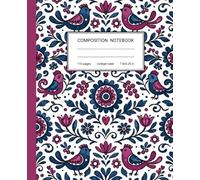 Composition Notebook: Cute Magenta Pink Aesthetic Folk Art Journal with Birds and Flowers | Back to School Supplies for Girls and Teens | 110 Pages, 7.5 x 9.25 in, College Ruled