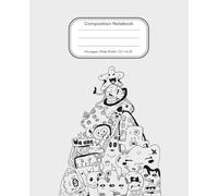 Composition Notebook: Cute Monster Doodle Coloring Cover - Wide Ruled 112 Pages for Kids (7.5” x 9.25”): Black & White Cute Monsters for Kids, School & Sketch Notes