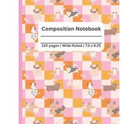Composition notebook: Cute Pink, brown, orange, and white dogs with Bones | Wide Ruled | 7.5 x 9.25, 120 Pages, For kids, teens, and adults