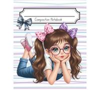 Composition Notebook: Cute Preppy Girl Design, Wide-Ruled Lined Numbered Pages, Index Page, Elegant & Aesthetic Journal for Woman, Teen Girls, ... to School, College, University, Work, Office.