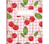 Composition Notebook: Cute Red Cherry Pink Gingham Coquette Cover Design, 120 wide ruled pages, 7.5 x 9.25 inches journal, For kids, teens and adults