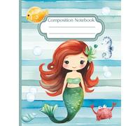 Composition Notebook: Cute Red Haired Mermaid Under the Sea Illustration | 7.5" x 9.25” Wide Ruled Ocean Creatures Aesthetic Journal with 120 Pages for Girls, Teens and Adults | Seaside Collection
