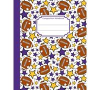 Composition Notebook: Football Team Cheerleader Purple and Yellow Stars - 7.5 x 9.25" College Ruled, 110 Pages, School and Office Writing Journal