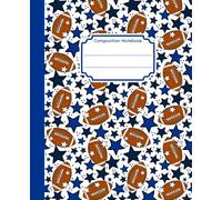 Composition Notebook: Football Team Navy Blue and Silver Stars - 7.5 x 9.25" College Ruled, 110 Pages, School and Office Writing Journal