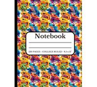 Composition Notebook - Frog Colorful Design: College Ruled - 120 Pages - 8.5 x 11": 9/32" (7.1 mm) Line Spacing with Vertical Margin 1⁄4" (32 mm)