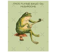 Composition Notebook Frog Playing Banjo On Mushrooms: Vintage Frog Playing Banjo on a Mushroom Large 7.5 x 9.25 in, 120 Pages