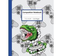 Composition Notebook: Gamer Dinosaur Pixel Journal Notebook for Kids or Adults - 110 pages, 7.5 x 9.25 inches - Back to School supplies, for teachers ... Video game lover, dinosaur, cool kid