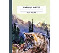 Composition Notebook: Guitar Tab Book - Large 8x5" Inch Blank 6 Stave Music Sheet Paper - Guitarist Musician Staff Manuscript Notation Journal - Wolf Nature Art Painting