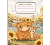 Composition Notebook: Highland Cow and Sunflower Back to school Notebook