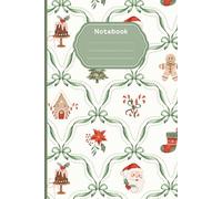 Composition Notebook: Holiday-Themed, Coquette Bow Christmas Journal With Santa & Gingerbread