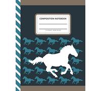 Composition Notebook: Horse Running - Brown Blue Black Pattern / Wide Ruled Notebook Paper for Kids / Large Writing Journal for Homework - Notes - ... / Back to School for Boys Girls Children
