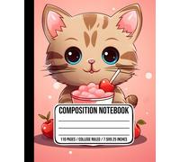 Composition Notebook: Kawaii Boba Tea Composition Book | Cute Cat Drinking Bubble Tea Journal Diary | Kawaii Bubble Tea Notebook for Kids & Girls