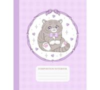 Composition Notebook: Kawaii Cute Cat Journal with Pastel Purple Plaid Cover - College Ruled Notebook for Girls, Teens, and Cute Stationery Lovers