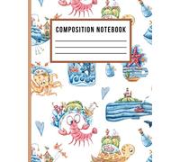 Composition Notebook: Marine Life Lined Journal, Ocean Sea Life Blue Themed Notebook Gift for Marine Biologists & Ocean Lovers, Sea Life Animals ... College Ruled, 140 Pages 8.5x11 inches