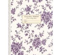 Composition Notebook: Mid-Ruled Interior | Cursive Writing Notebook | Dusty Violet Toile & Lace Spine Printed Design | 120 Pages | 7.5 x 9.25
