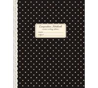 Composition Notebook: Mid-Ruled Interior | Cursive Writing Notebook | Vintage Black Mini Dot & Lace Spine Printed Design | 120 Pages | 7.5 x 9.25