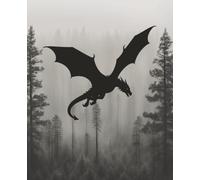 Composition Notebook: Misty Forest with Black Dragon Cover | Wide Ruled | 150 Pages | 7.5 x 9.25 in