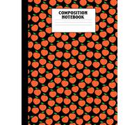 Composition Notebook: Peach Emoji Pattern Black Wide Ruled Comp Book