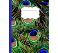 Composition Notebook - Peacock Feather Glossy Cover | Wide Ruled | 120 Pages | 7.44 x 9.69 in | Ideal for School, College, Office, and Journaling | BP009