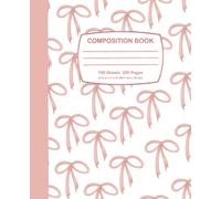 Composition Notebook: Pink Bow Pattern: 100 pages, Wide Ruled, 7.5"x9.25"