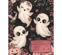 Composition Notebook: Pink Kawaii Vintage Halloween Illustration Journal with 110 College Ruled Pages 7.5x9.25: Step into a World of Spooky Autumn Magic With Cute Kawaii