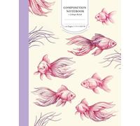 Composition Notebook: Pink Vintage Sketched Goldfish Pattern - College Ruled, 110 Pages, 7.5 x 9.25 Inch - Cute Sea Life Elegant Aquatic Aesthetic ... Animal Lovers, School, College, Office, Work