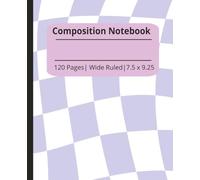 Composition Notebook Purple and white wavy checkered print | 120 paged| 7.5 x 9.25| Wide Ruled | For girls, teens, and adults