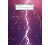 Composition Notebook: Purple lightning bolt wide Ruled Paper Notebook Journal to write in. Electric sky thunder storm Wide Blank Lined Workbook for ... 8.5 x 11 inch Intended for home or school