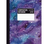 Composition Notebook: Purple Starry Universe Paint Swirls - Wide Ruled Lined Paper Journal - 7.5" x 9.25" - 110 Pages (Wide Ruled Notebooks)