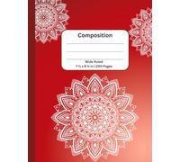 Composition Notebook: Red Mandala Journal for Kids | 100 Sheets ● 200 pages 7 ½ x 9 ¾ in | Wide Ruled