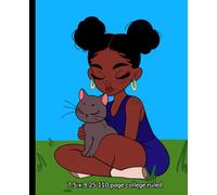 Composition Notebook: Relaxing Black Girl with Cat Journal| 110 page college ruled paper 7.5" x 9.25"
