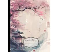 Composition Notebook: Retro Japanese Landscape Illustration Vintage, College Ruled Paper Journal for Study, Work, and Creative Writing