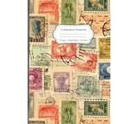 Composition Notebook: Retro Vintage Stamps Travel Notebook with Illustrated pages - Perfect Journal Gift for Students, Writers, and Adventure Lovers