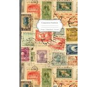 Composition Notebook: Retro Vintage Stamps Travel Notebook with Illustrated pages - Perfect Journal Gift for Students, Writers, and Adventure Lovers