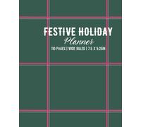 Composition Notebook: Scottish Green Tartan "Festive Holiday" Design Blank Planner: Wide Lined Notebook | 110 pages | 7.5 x 9.25 inches