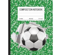 Composition Notebook: Soccer Football Green Marble Design | 7.5" x 9.25” Shoot Through the Cover Sports Themed Journal with 120 Wide Ruled Pages for Boys - Girls - Kids - Teens | Sports Collection