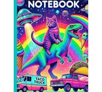 Composition Notebook: Space Cat, Dinosaur, Taco & Aliens | 110 Wide Ruled Pages for Writing | Funny Cosmic Cat Journal | Great Gift Idea for Kid